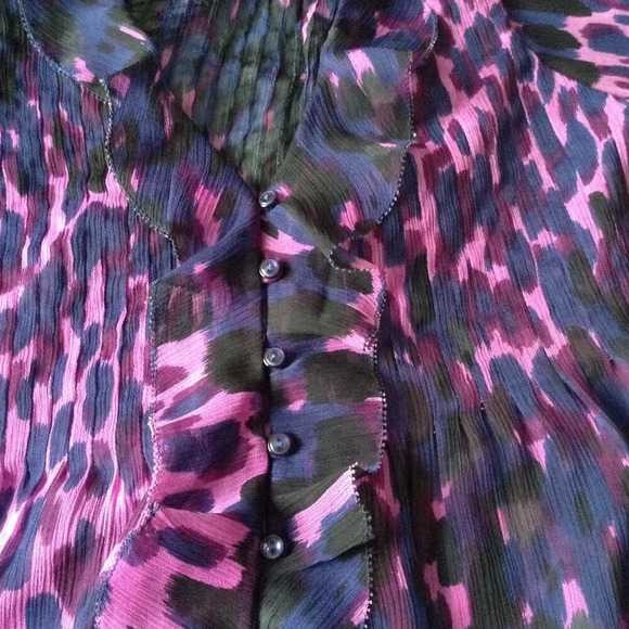 Jacob Women's Sheer Top Blouse Button Down Size TP / XS Short Sleeves Fairy - Picture 7 of 8